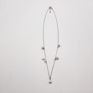 Sterling Silver .925 Athena Designs Moon Star CZ Dainty Necklace